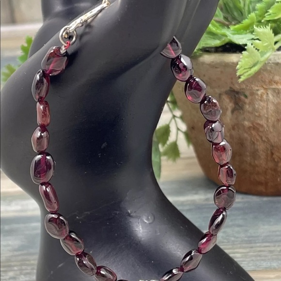 ⭐️Natural Purple Garnet Beaded Bracelet Sterling - Picture 3 of 7